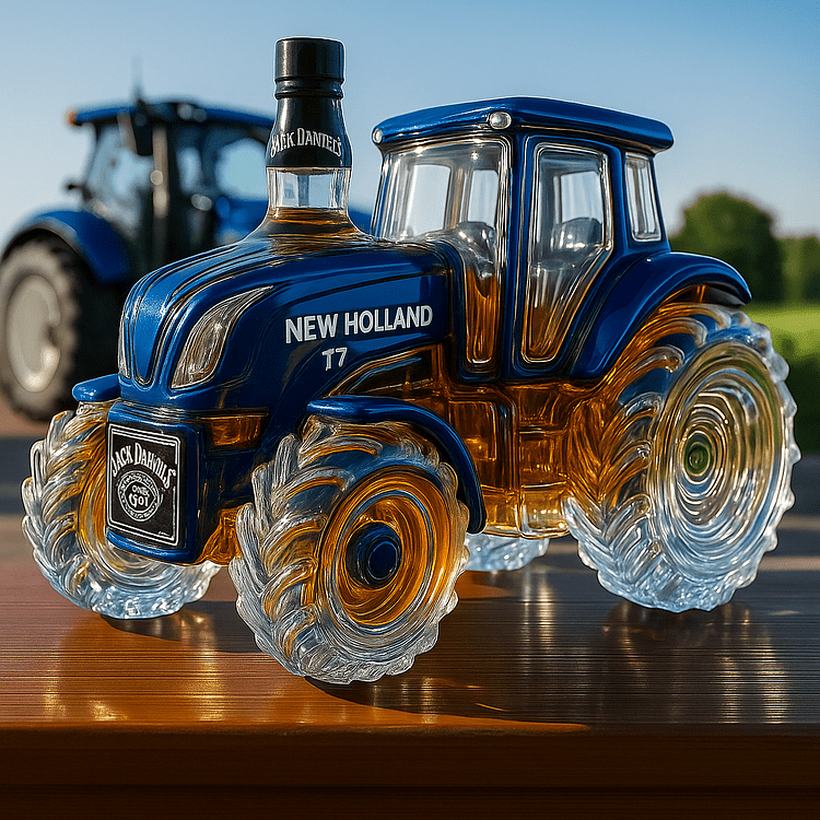 Carafe à Whisky Artisanale en Forme de Tracteur New Holland T7 - Henrrys