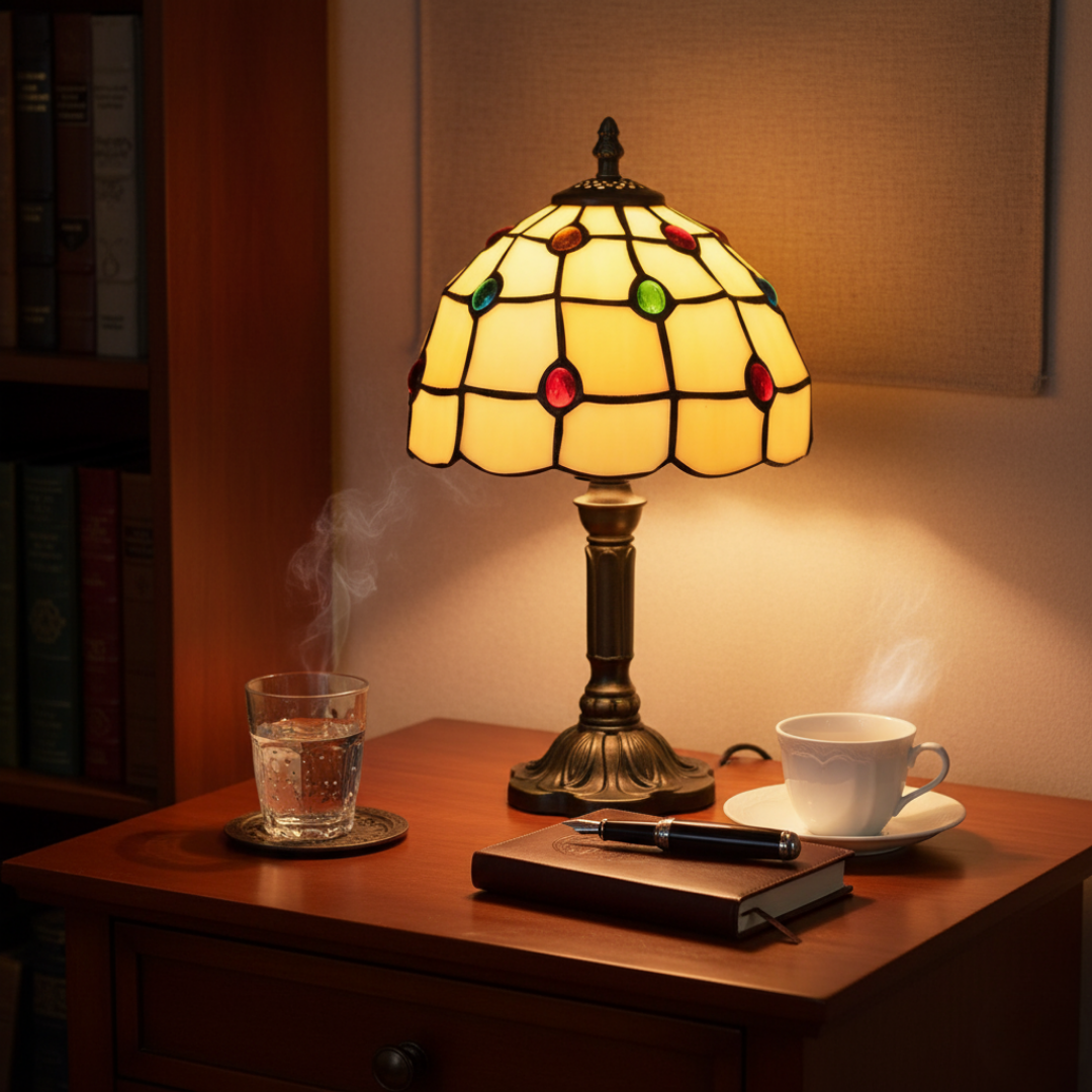Lampada da Tavolo Art Déco in Vetro Colorato - Henrrys